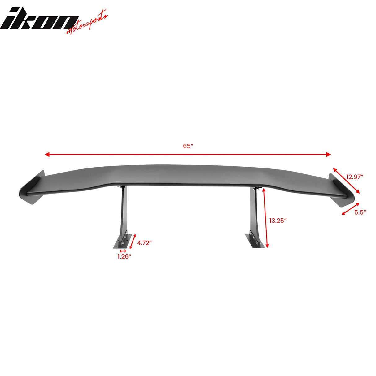 Universal 65'' GT Trunk Spoiler V1 Brackets V4C Legs + V4A Plates ABS