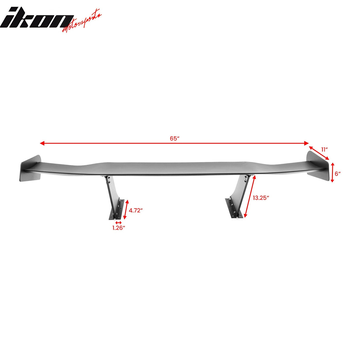 Universal 65'' GT Trunk Spoiler V1 Brackets V4C Legs + Side Plates ABS