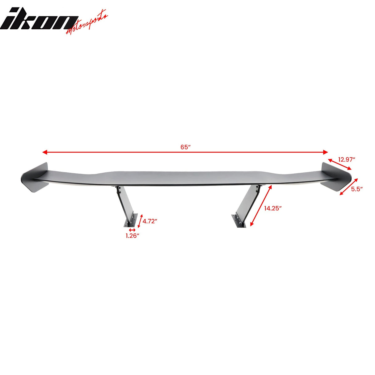 Universal 65'' GT Trunk Spoiler V1 Brackets V4D Legs + V4A Plates ABS