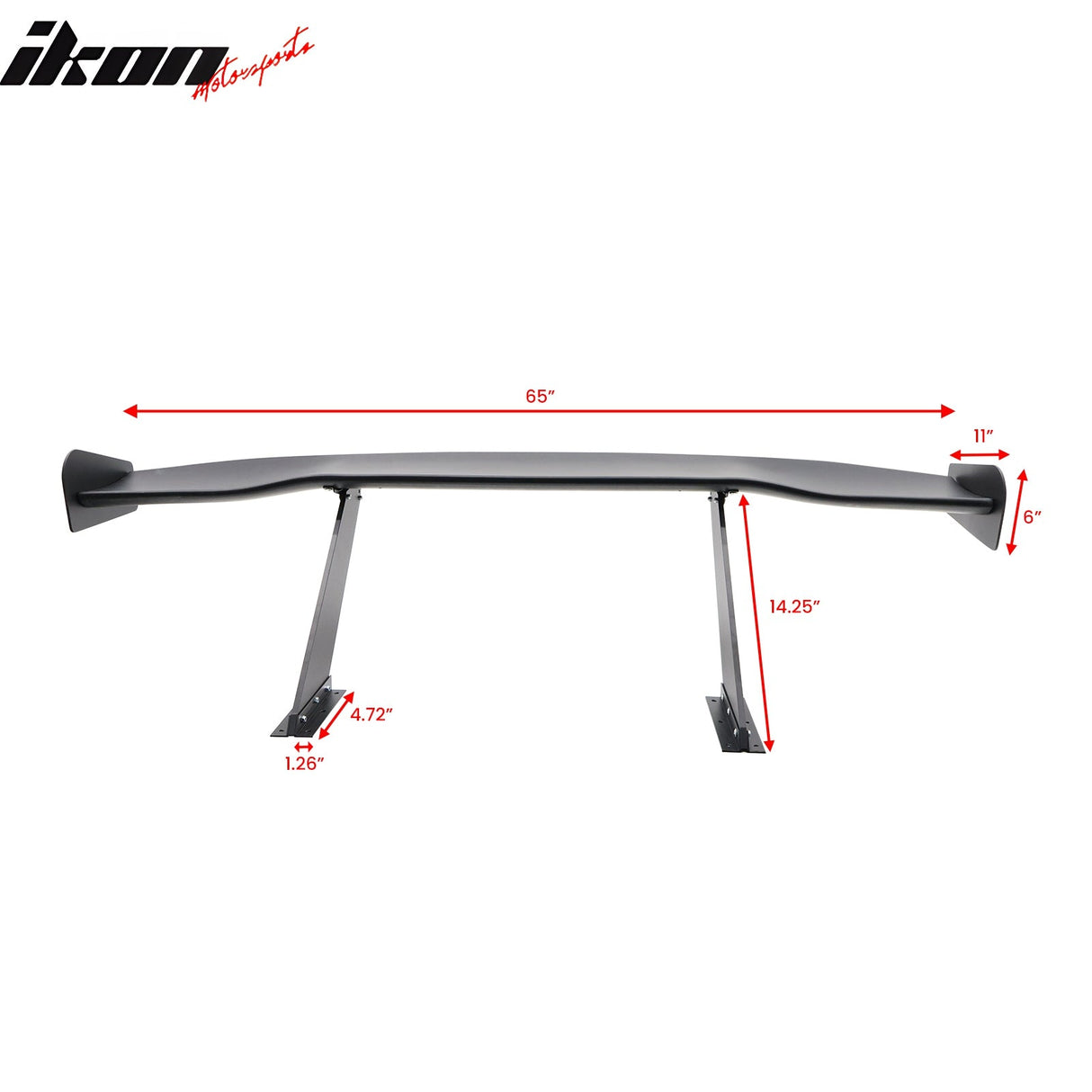 Universal 65'' GT Trunk Spoiler V1 Brackets V4D Legs + V4C Plates ABS