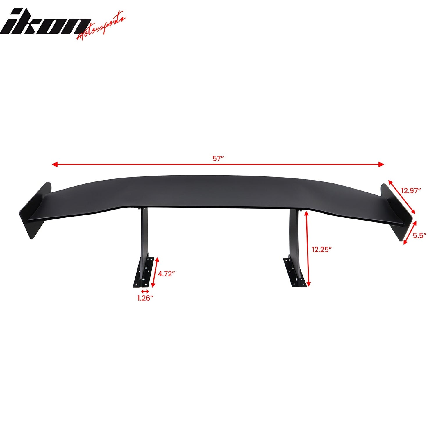 Universal 57'' GT Trunk Spoiler V1 Brackets V4A Legs + Side Plates ABS