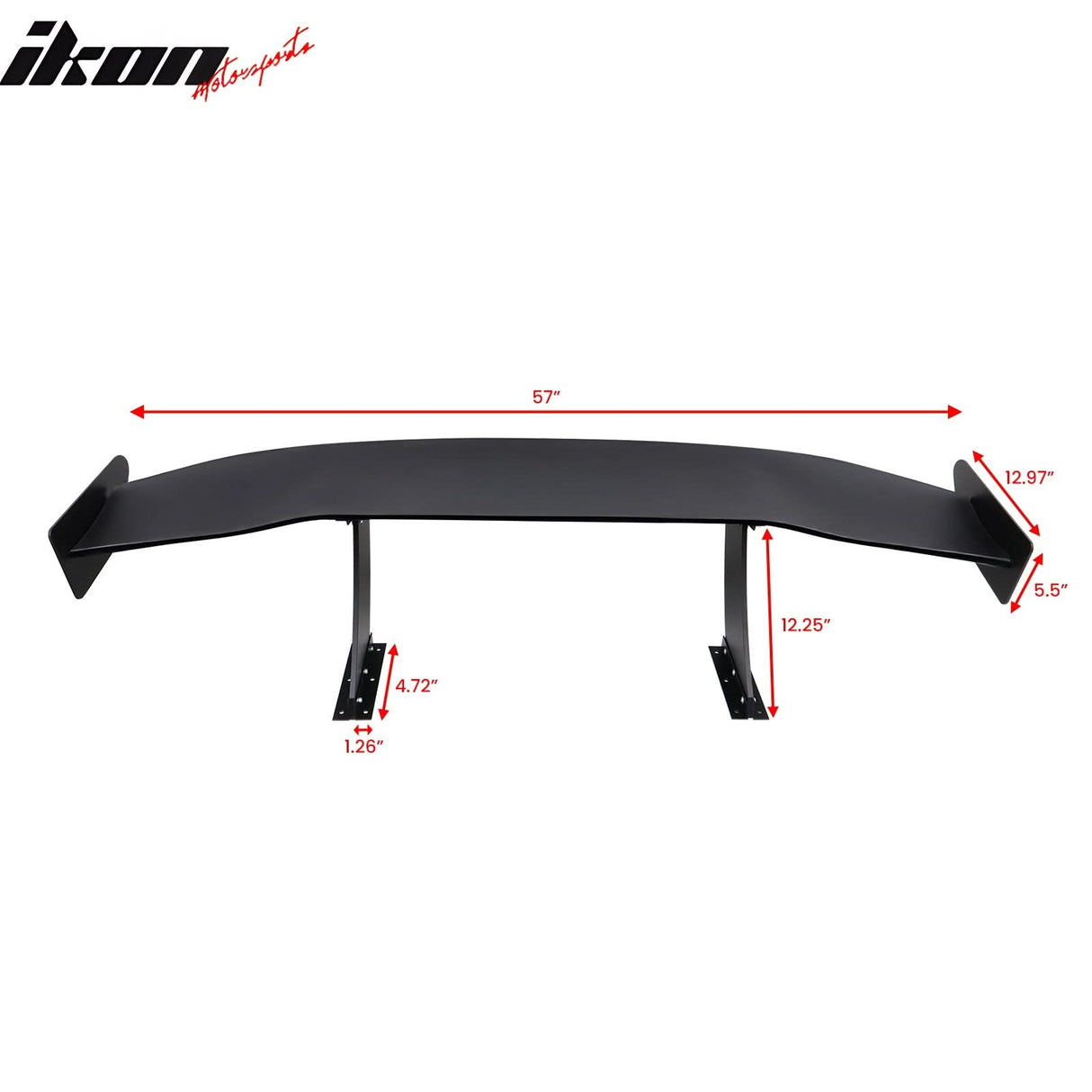 Universal 57'' GT Trunk Spoiler V1 Brackets V4A Legs + Side Plates ABS