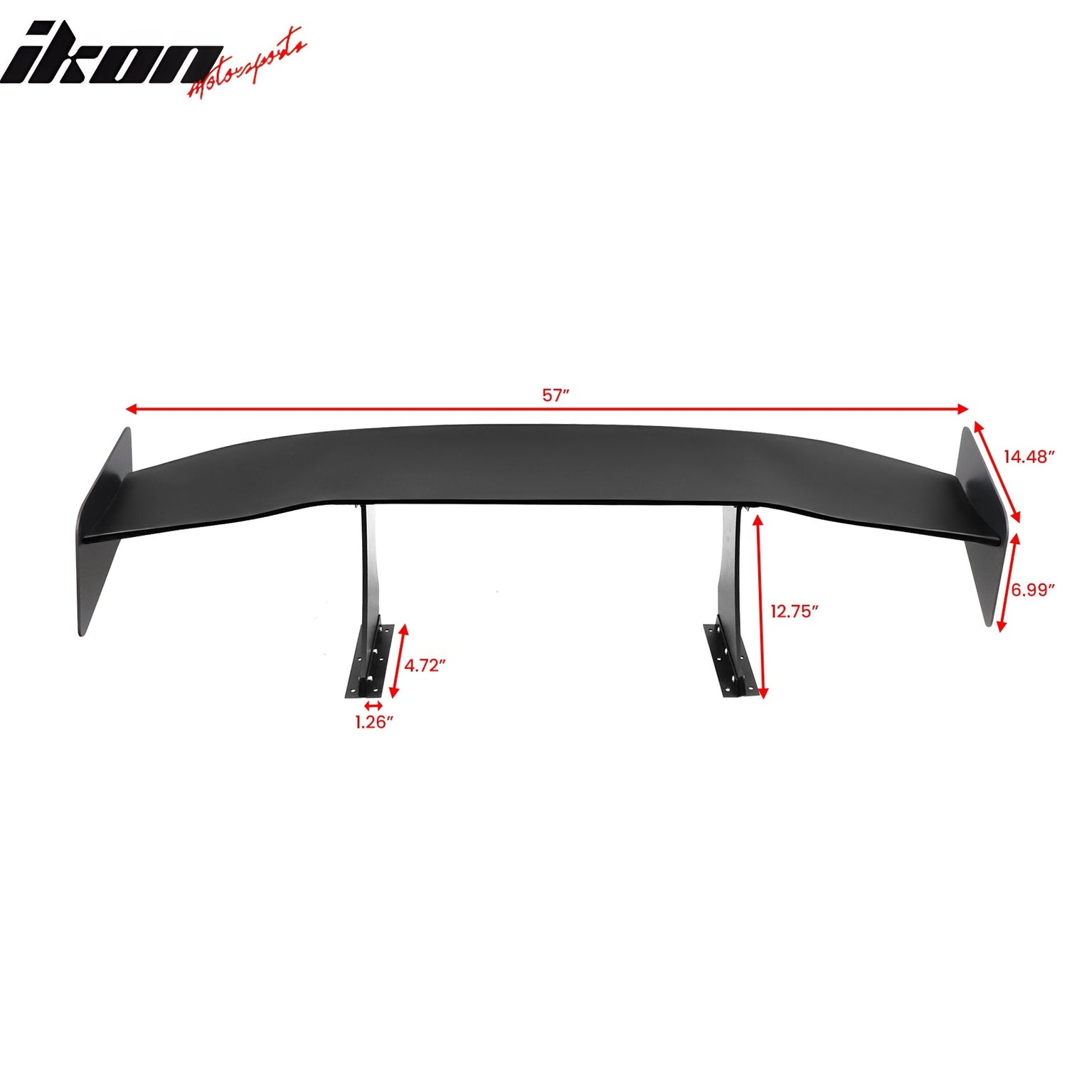 Universal 57'' GT Trunk Spoiler V1 Brackets V4B Legs + V4D Plates ABS