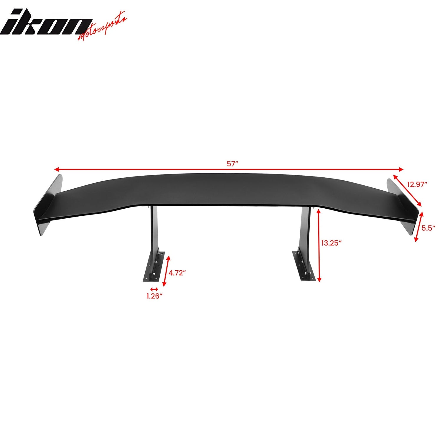 Universal 57'' GT Trunk Spoiler V1 Brackets V4C Legs + V4A Plates ABS