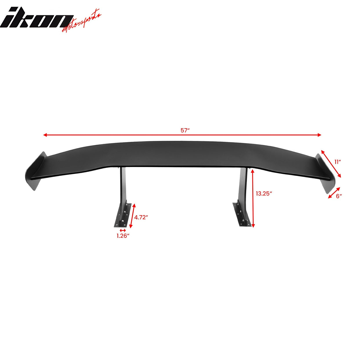 Universal 57'' GT Trunk Spoiler V1 Brackets V4C Legs + Side Plates ABS