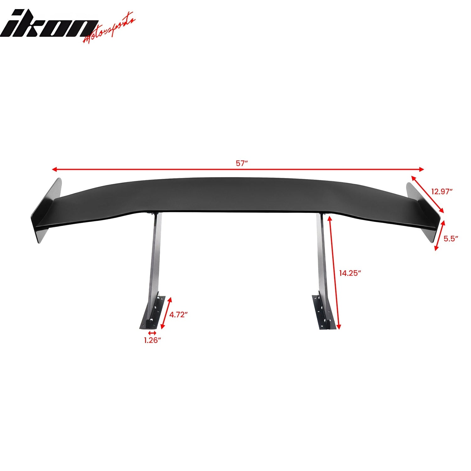 Universal 57'' GT Trunk Spoiler V1 Brackets V4D Legs + V4A Plates ABS