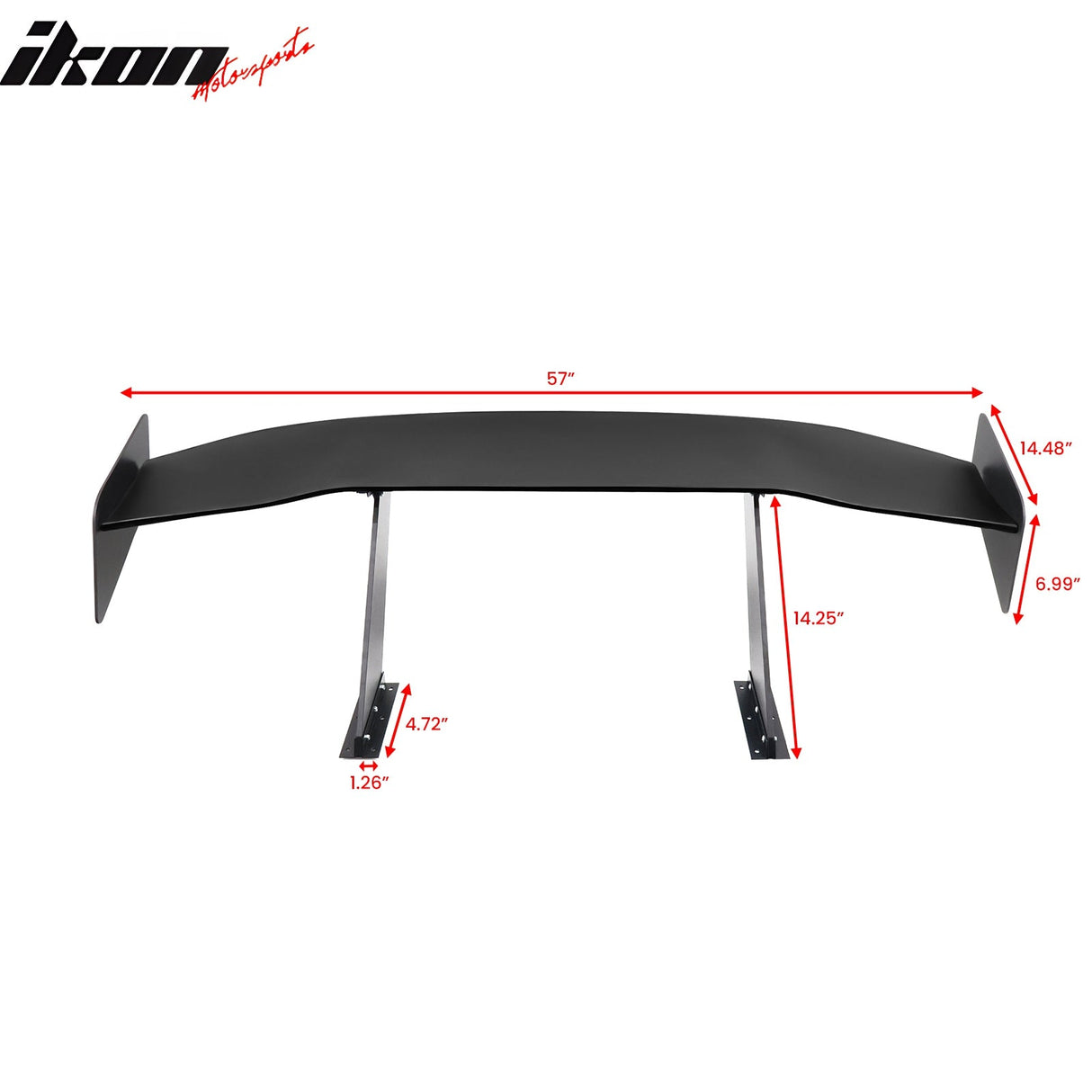 Universal 57'' GT Trunk Spoiler V1 Brackets V4D Legs + Side Plates ABS