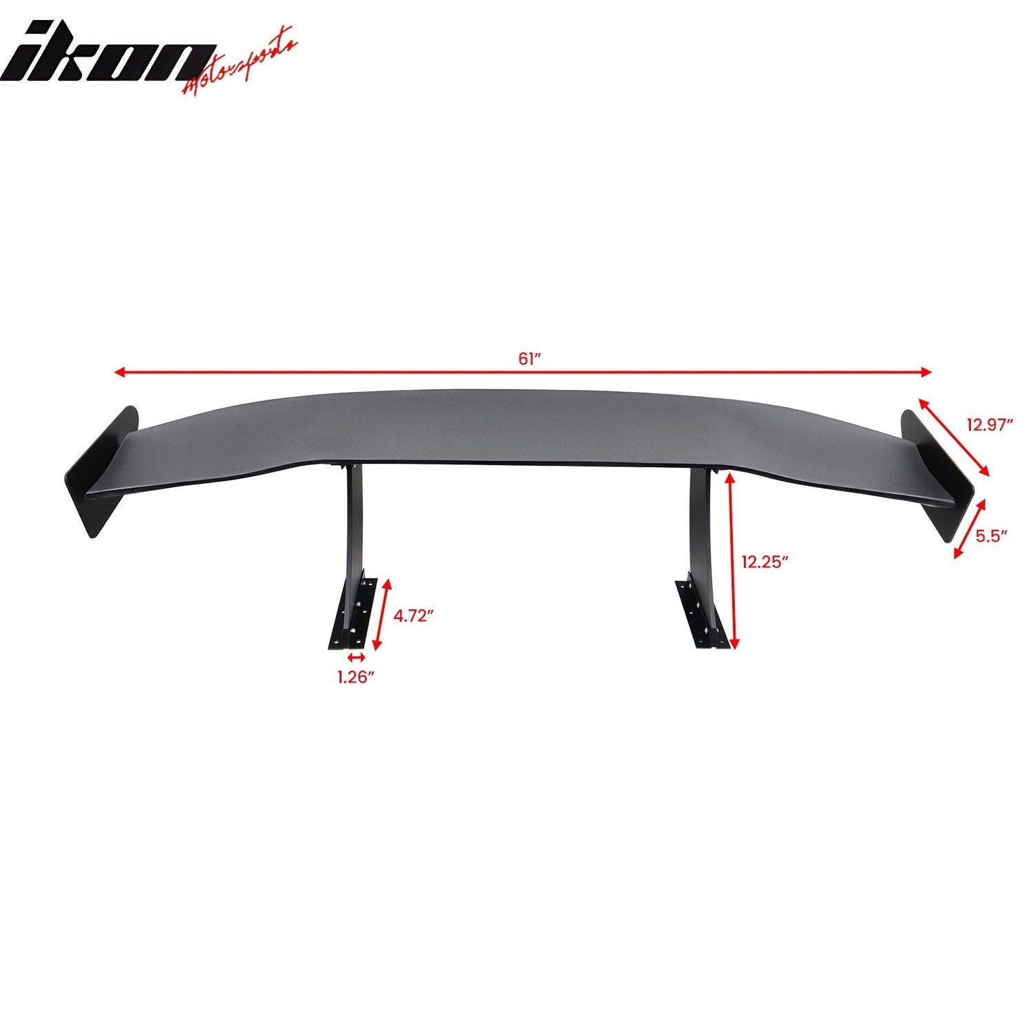 Universal 61'' GT Trunk Spoiler V1 Brackets V4A Legs + Side Plates ABS