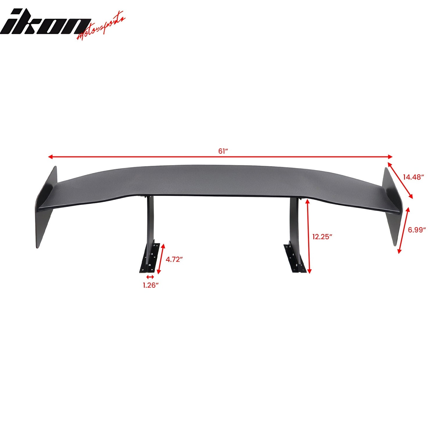 Universal 61'' GT Trunk Spoiler V1 Brackets V4A Legs + V4D Plates ABS