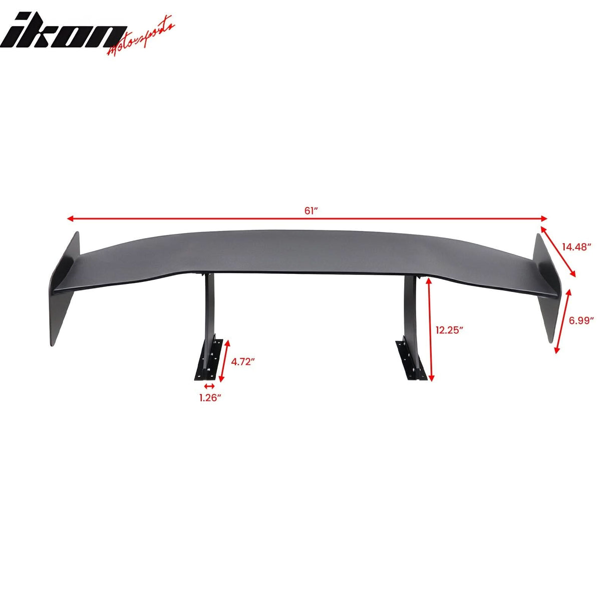 Universal 61'' GT Trunk Spoiler V1 Brackets V4A Legs + V4D Plates ABS