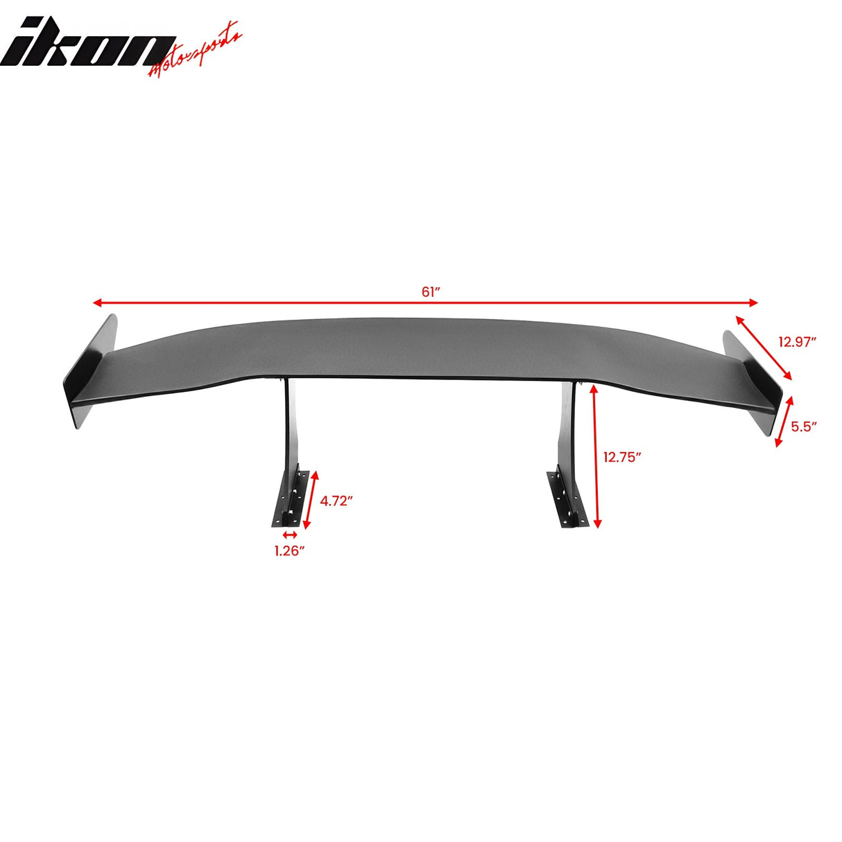 Universal 61'' GT Trunk Spoiler V1 Brackets V4B Legs + V4A Plates ABS