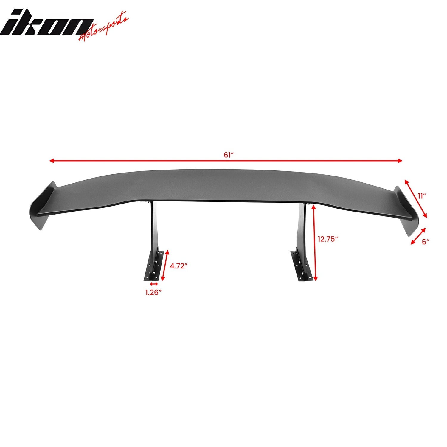 Universal 61'' GT Trunk Spoiler V1 Brackets V4B Legs + V4C Plates ABS