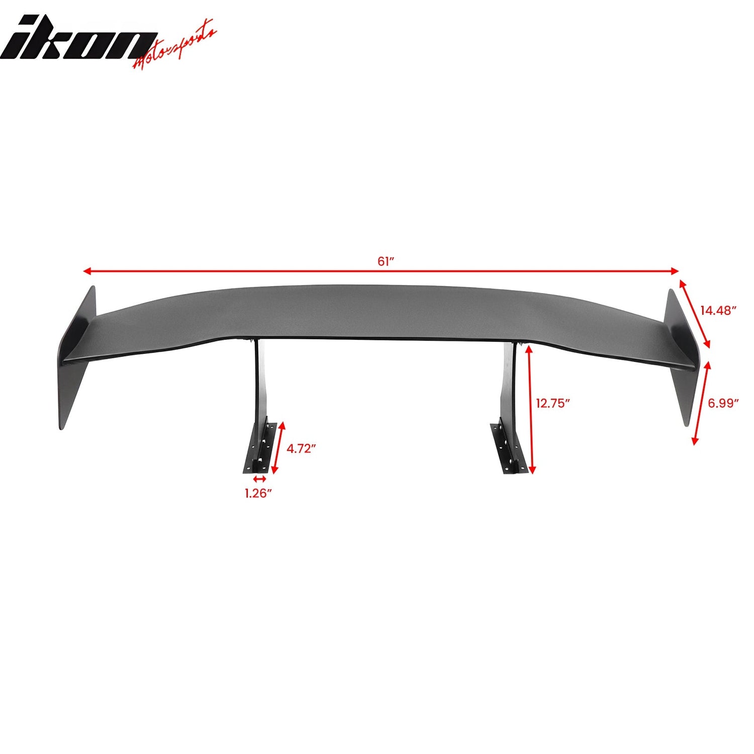 Universal 61'' GT Trunk Spoiler V1 Brackets V4B Legs + V4D Plates ABS