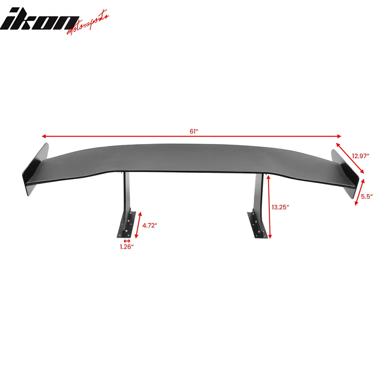 Universal 61'' GT Trunk Spoiler V1 Brackets V4C Legs + V4A Plates ABS