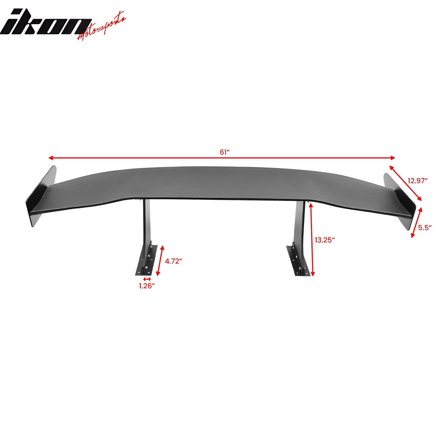 Universal 61'' GT Trunk Spoiler V1 Brackets V4C Legs + V4A Plates ABS