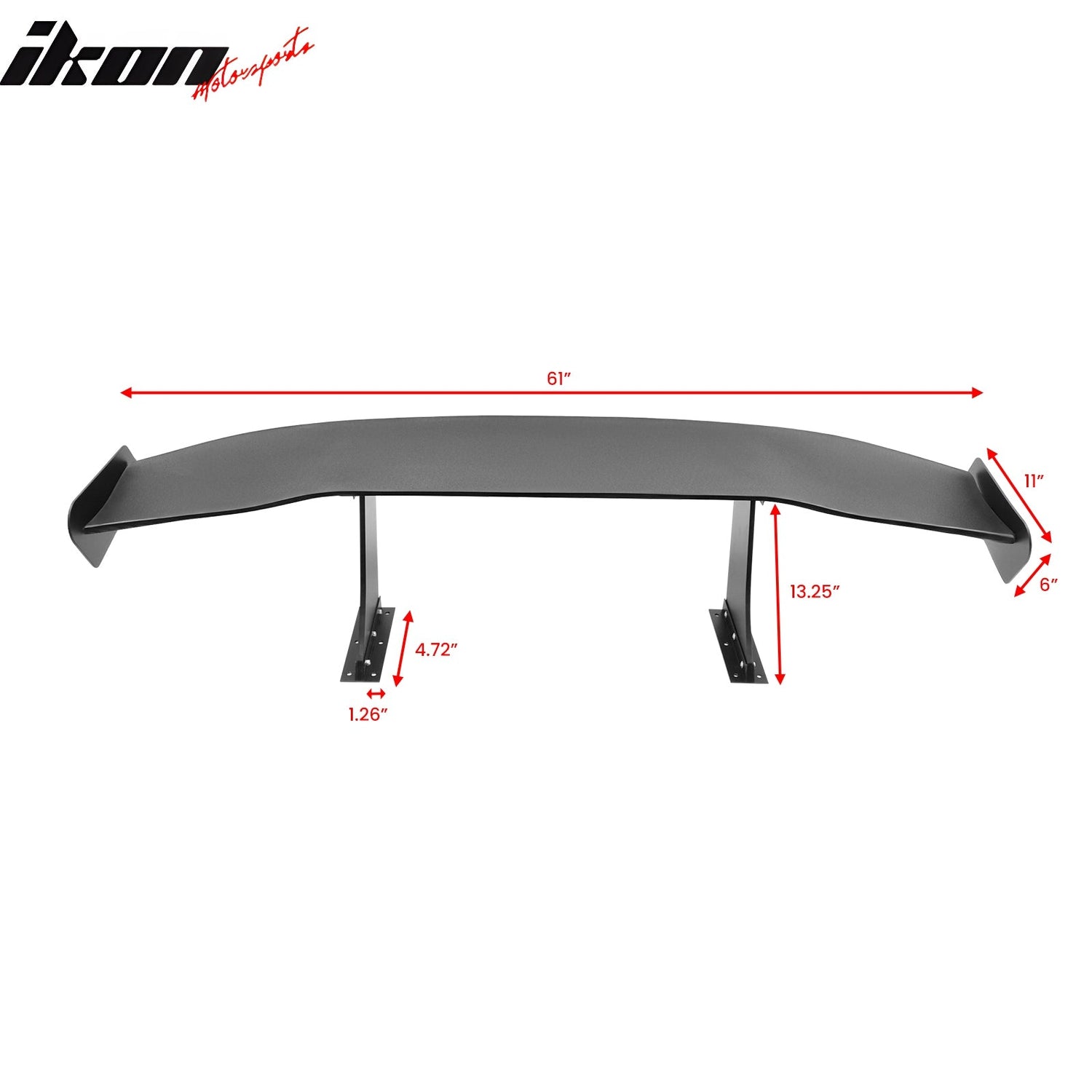 Universal 61'' GT Trunk Spoiler V1 Brackets V4C Legs + Side Plates ABS