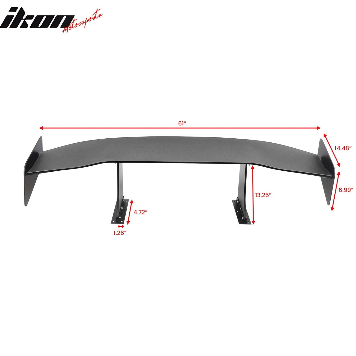 Universal 61'' GT Trunk Spoiler V1 Brackets V4C Legs + V4D Plates ABS