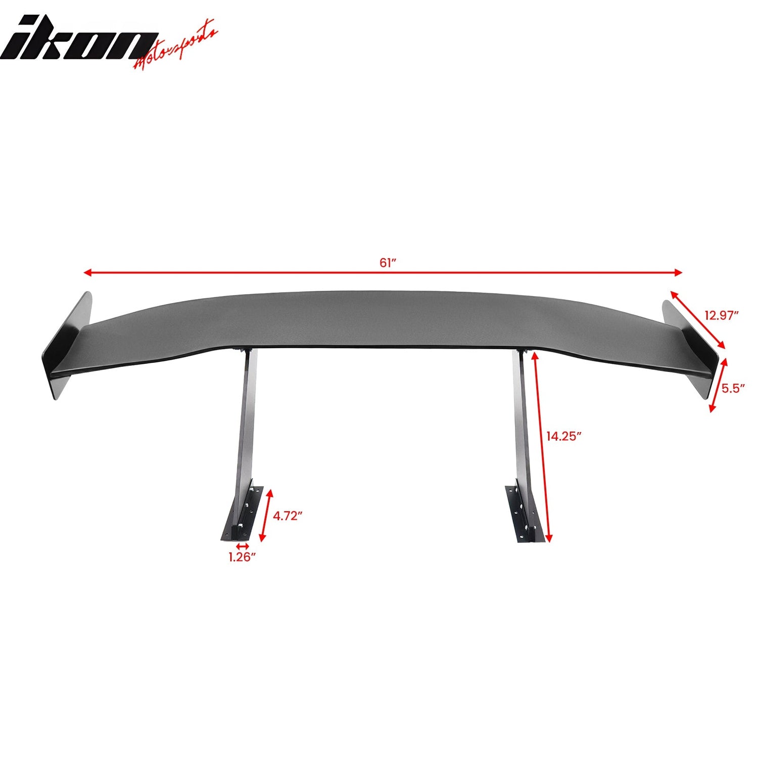 Universal 61'' GT Trunk Spoiler V1 Brackets V4D Legs + V4A Plates ABS