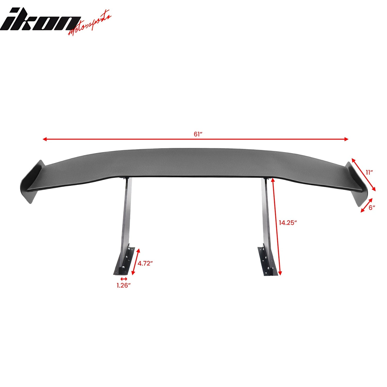 Universal 61'' GT Trunk Spoiler V1 Brackets V4D Legs + V4C Plates ABS