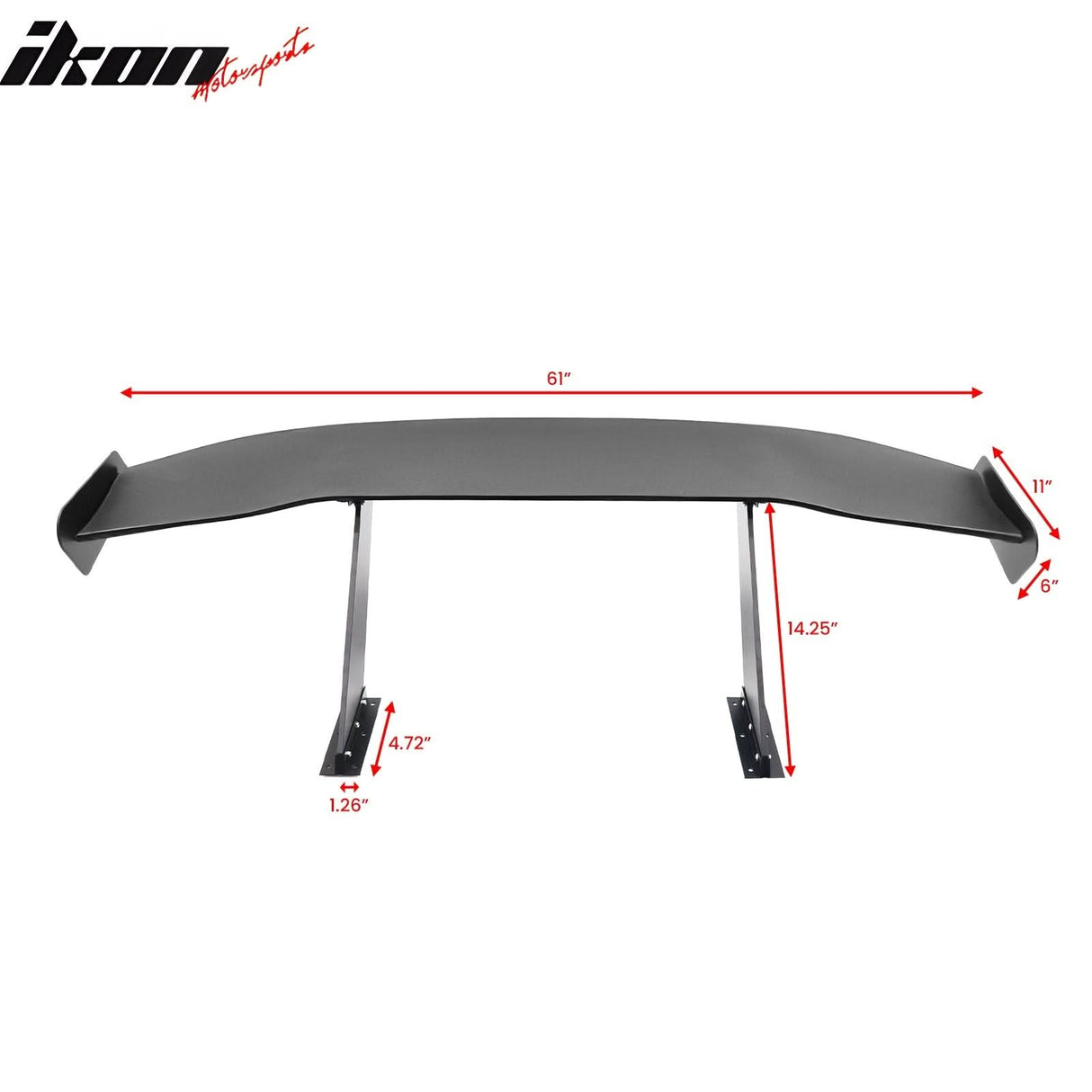 Universal 61'' GT Trunk Spoiler V1 Brackets V4D Legs + V4C Plates ABS