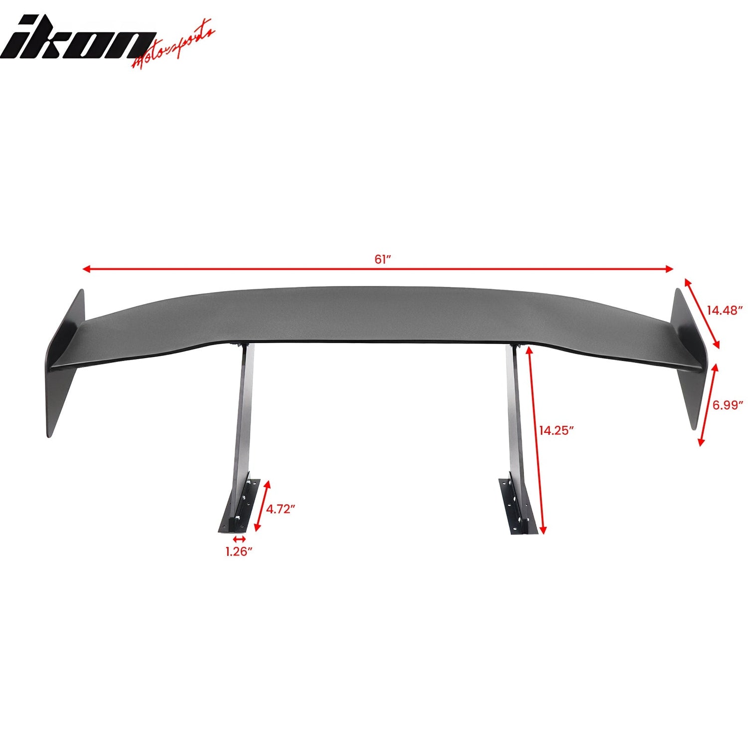 Universal 61'' GT Trunk Spoiler V1 Brackets V4D Legs + Side Plates ABS