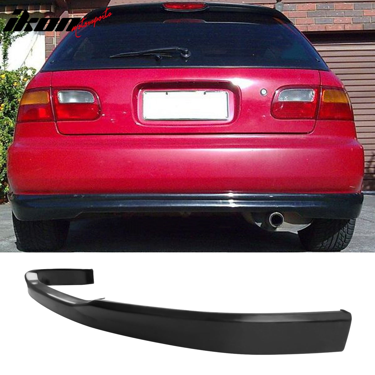 Rear Diffuser & Front Lip For 1992-1995 Honda Civic PU Unpainted Black