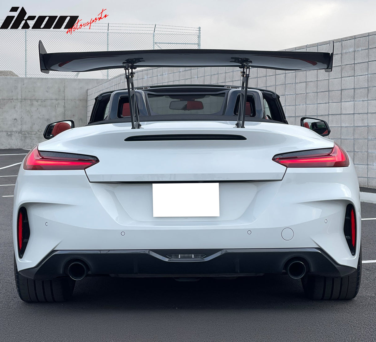 56"Inch GT Style Trunk Spoiler V1 Side Plates V6 Legs 3D Carbon Fiber