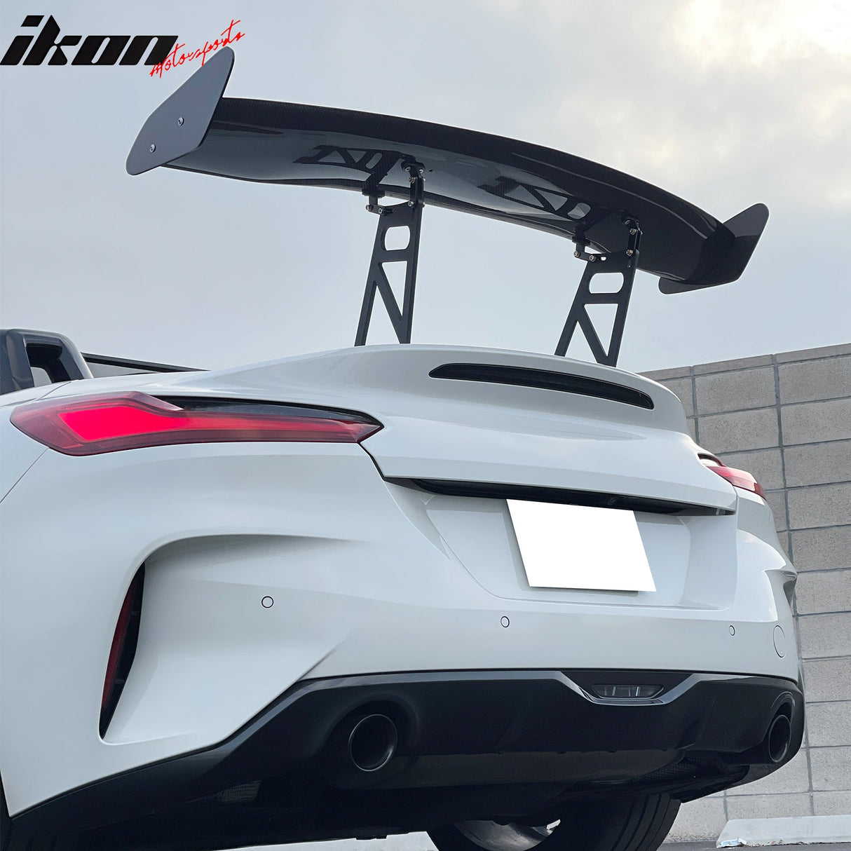 56"Inch GT Style Trunk Spoiler V1 Side Plates V6 Legs 3D Carbon Fiber