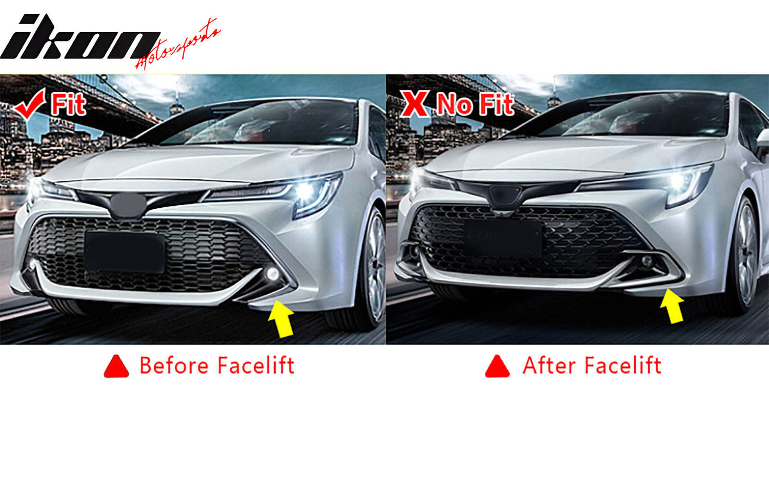 2019-2021 Toyota Corolla Matte Black Front Bumper Lip + Side Canards