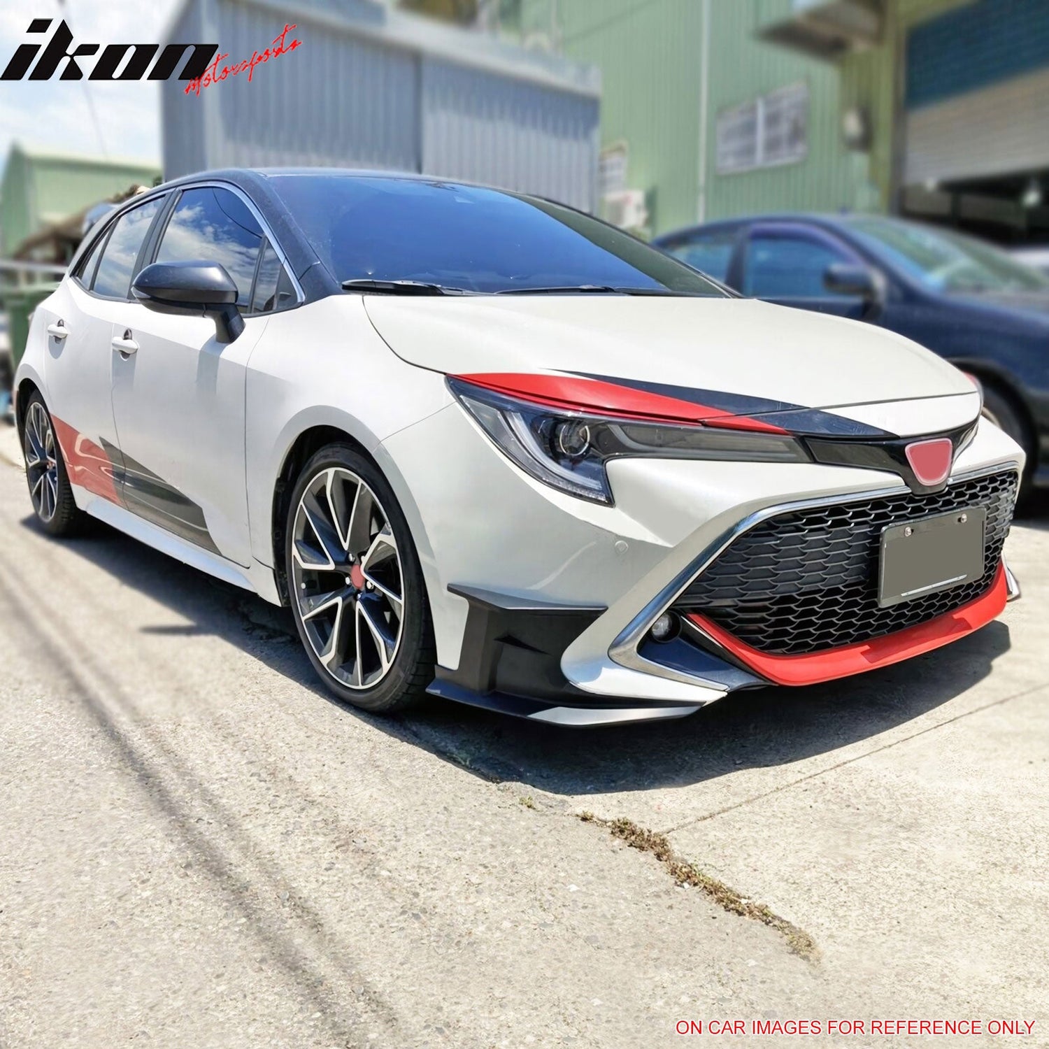 2022-2023 Toyota Corolla Gloss Black 3PC Front Bumper Lip+Side Canards