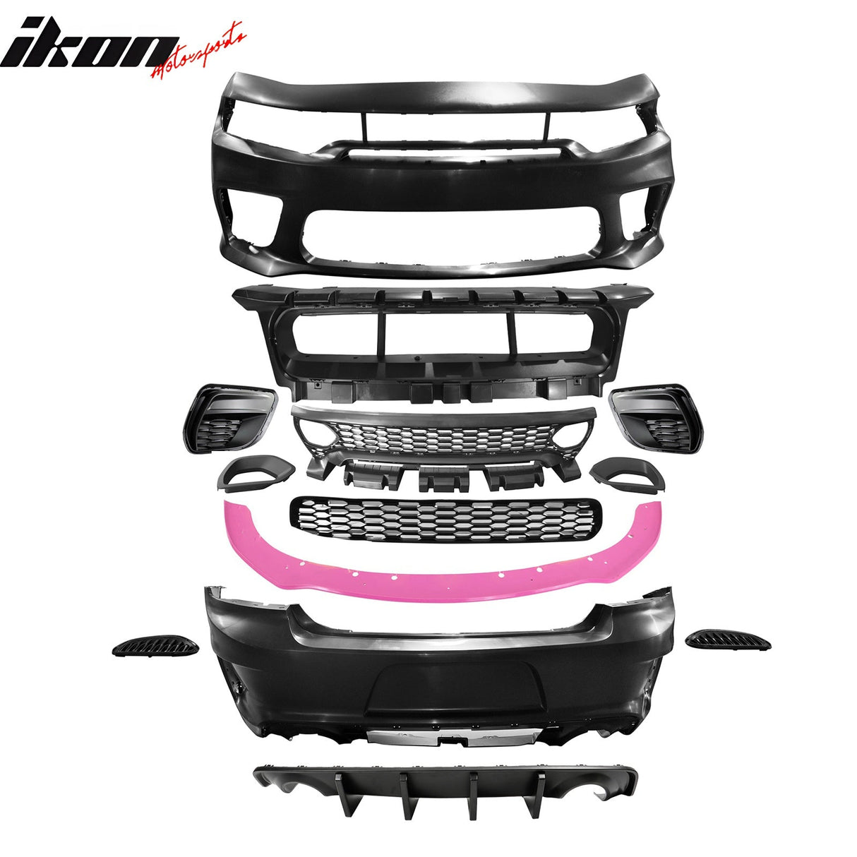 2015-2023 Dodge Charger Rear & Front Bumper + Pink Lip Diffuser PP