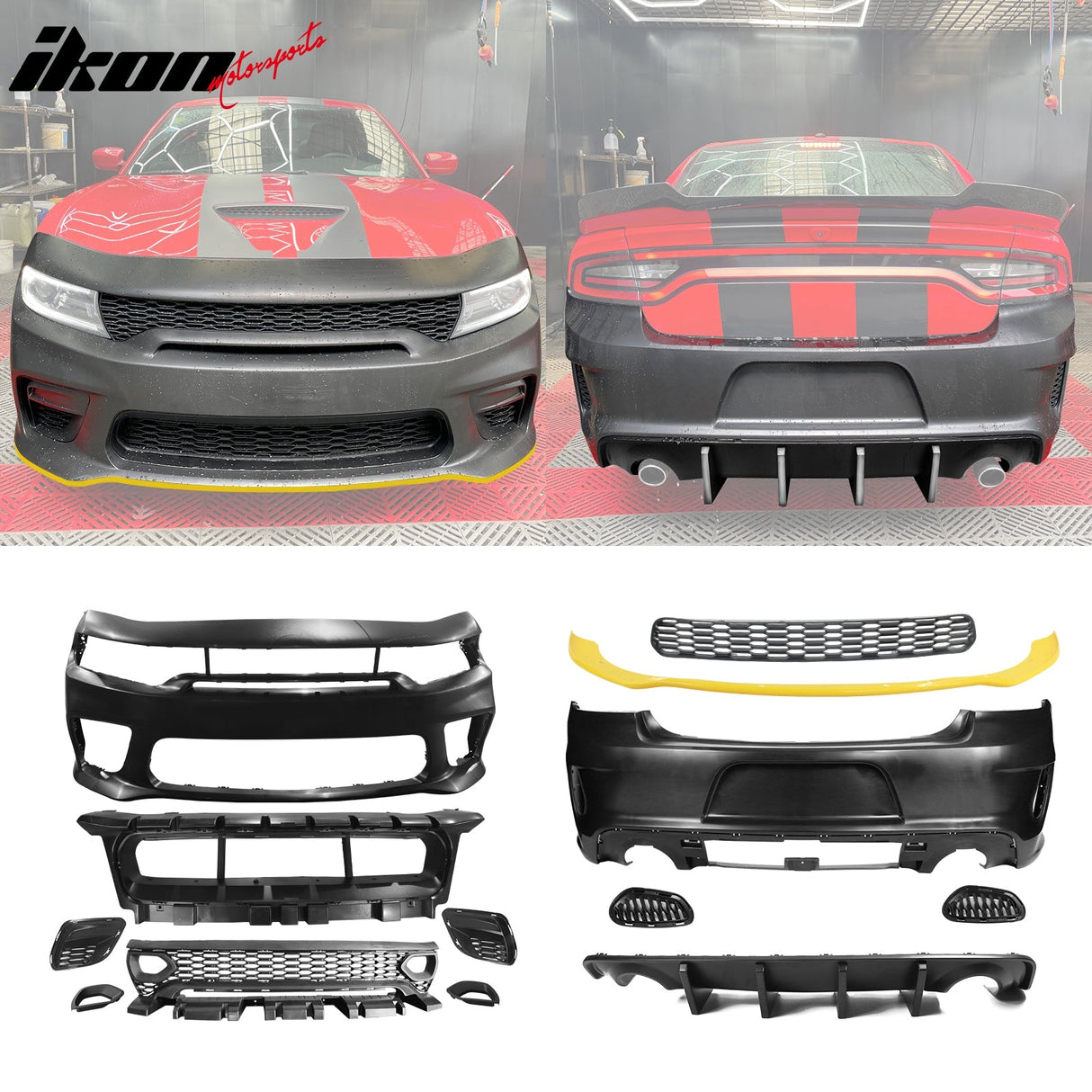 2015-2023 Dodge Charger Rear & Front Bumper Yellow Lip Diffuser