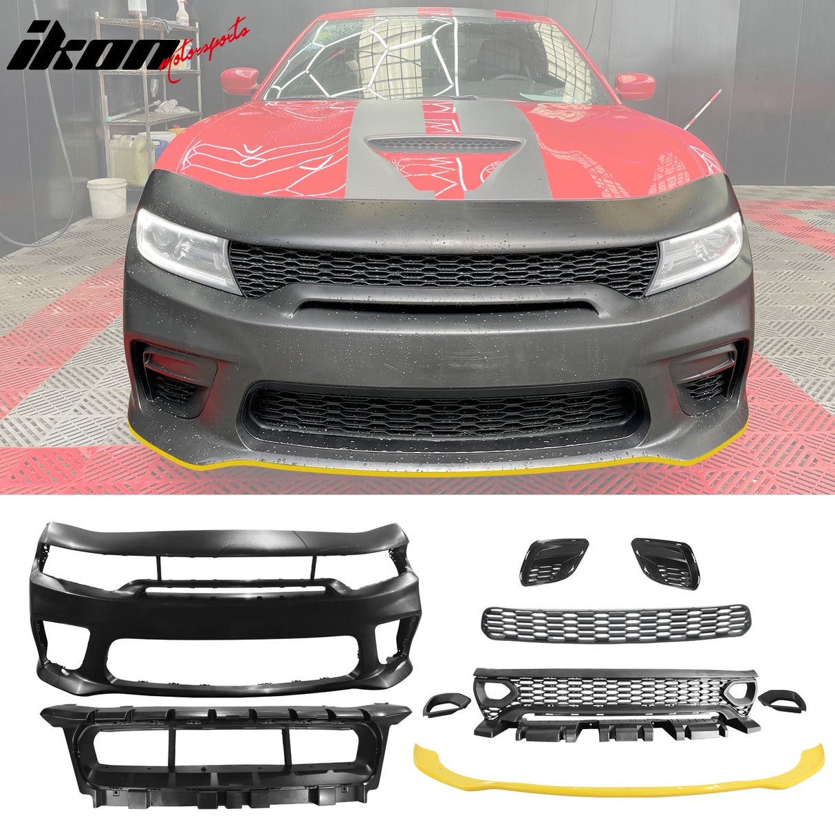 2015-2023 Dodge Charger Rear & Front Bumper Yellow Lip Diffuser