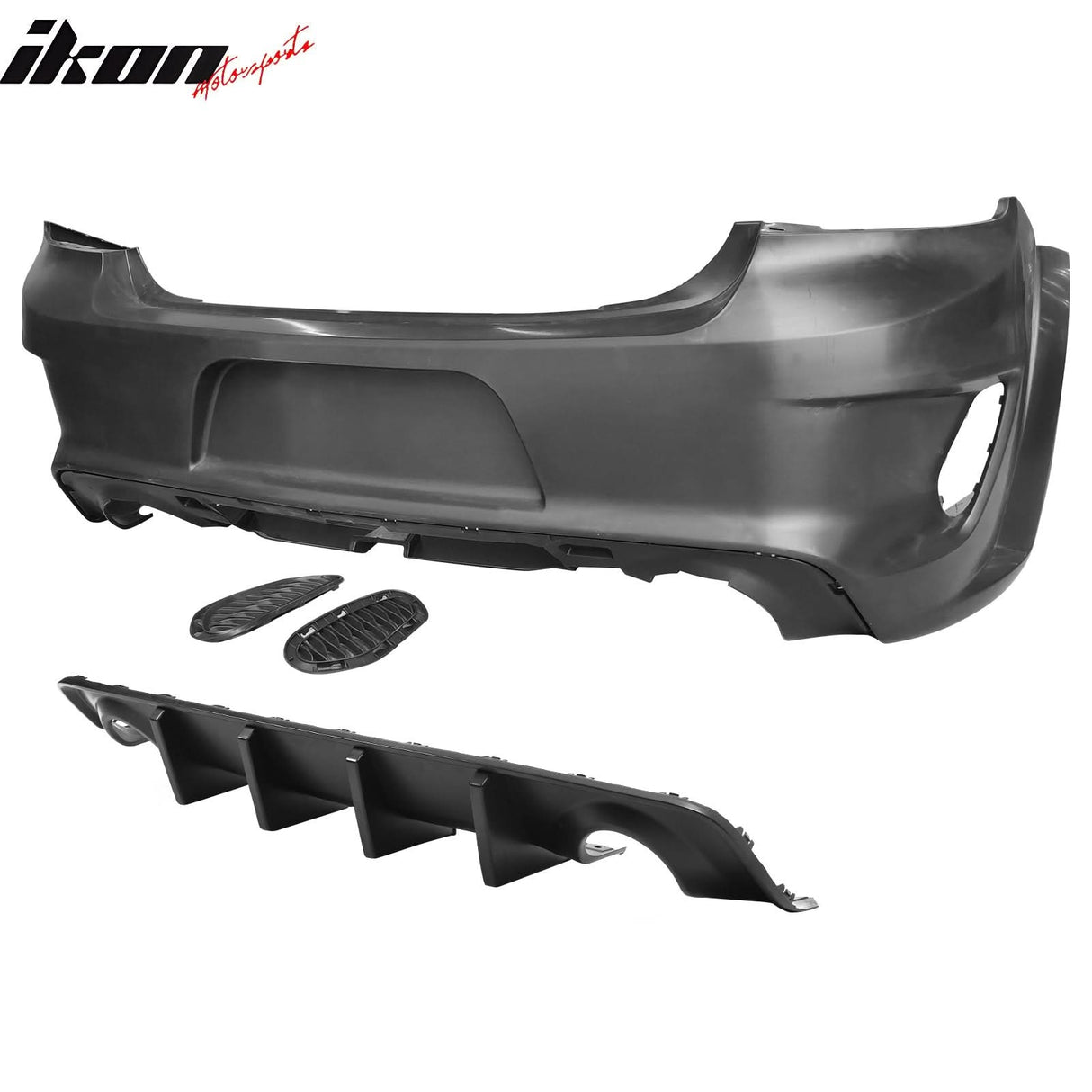 2020-2023 Dodge Charger Rear Bumper Cover + IKON Rear Diffuser Black P