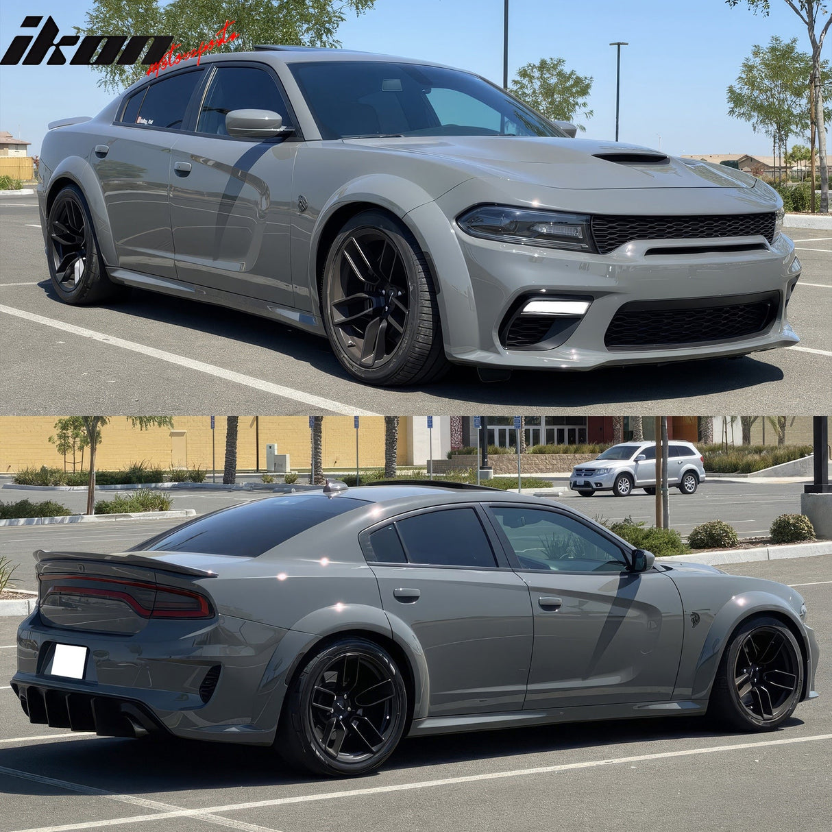 2015-2023 Dodge Charger IKON Matte Black Rear Bumper Cover Diffuer PP