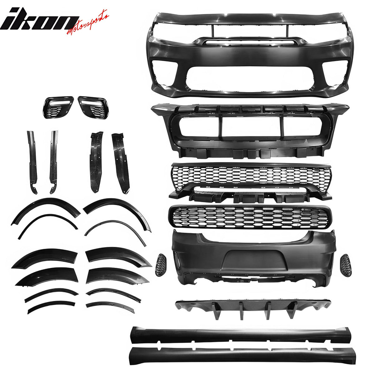 2015-2023 Dodge Charger Widebody Whole Bumper Kits Diffuser LED PP