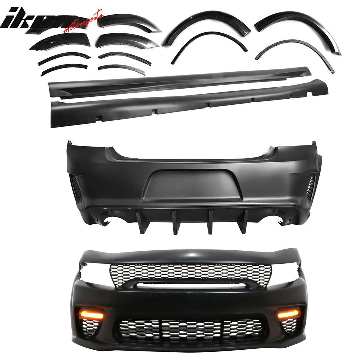 2015-2023 Dodge Charger Widebody Gloss Whole Bumper Diffuser PP W/ LED