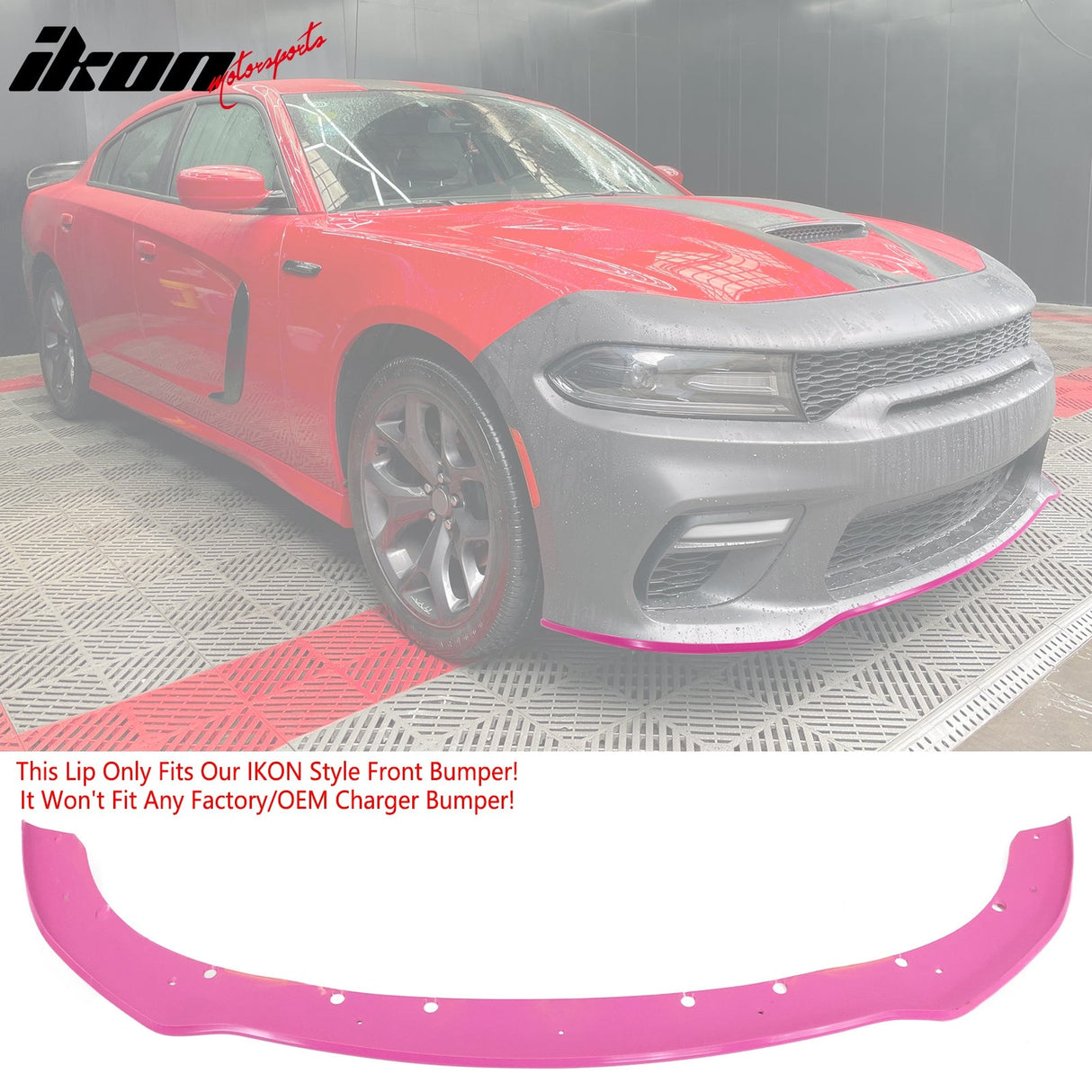 2015-2023 Dodge Charger Widebody Front Bumper Cover Pink Lip LED PP