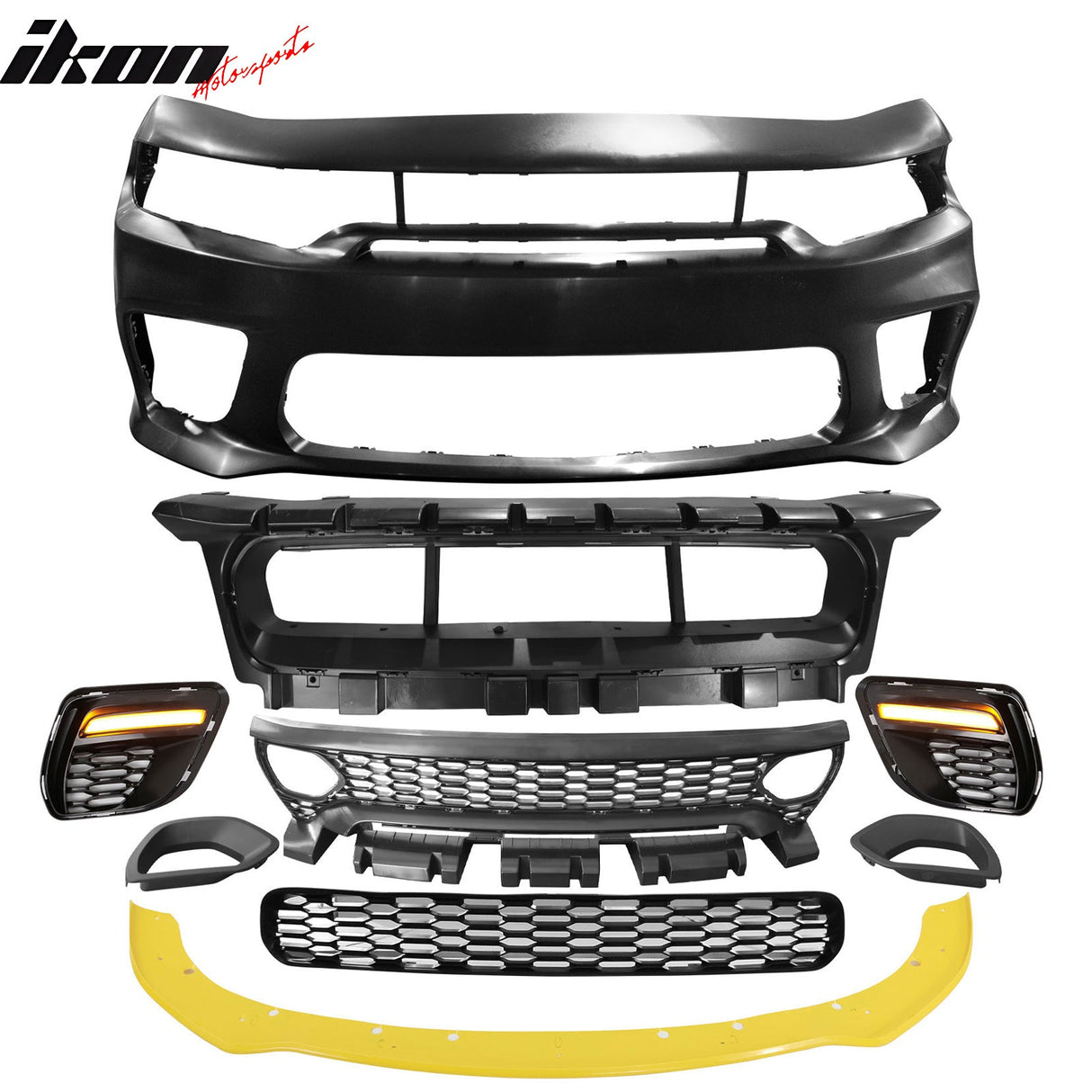 2015-2023 Dodge Charger Widebody SRT Bumper Cover Yellow Lip LED
