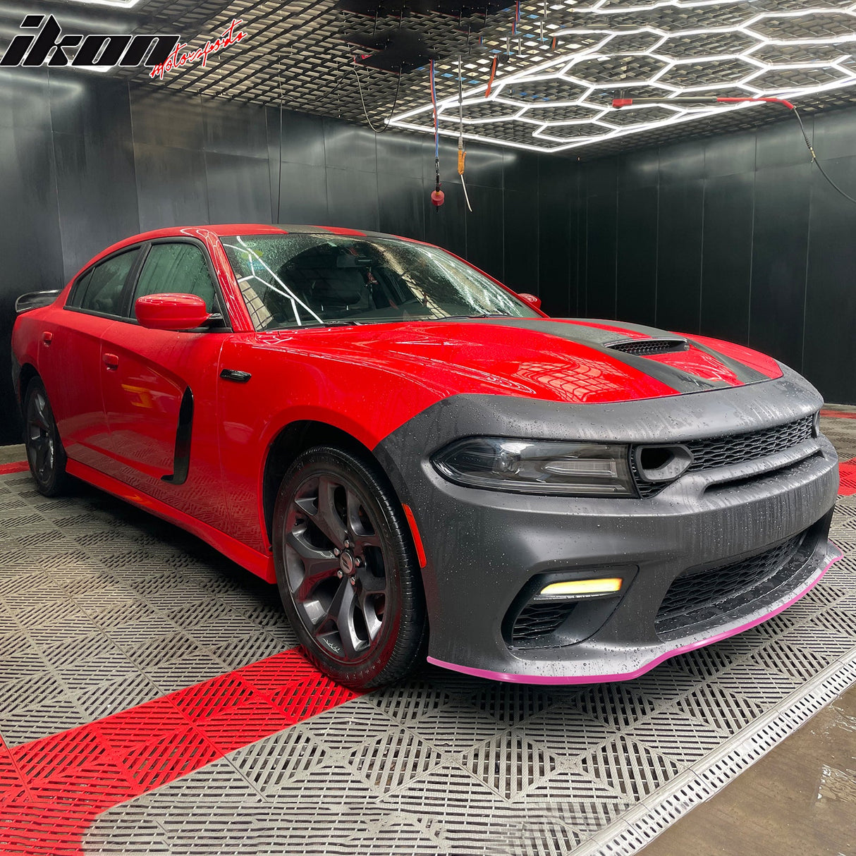 2015-2023 Dodge Charger Widebody SRT Rear Front Bumper Pink Lip PP LED