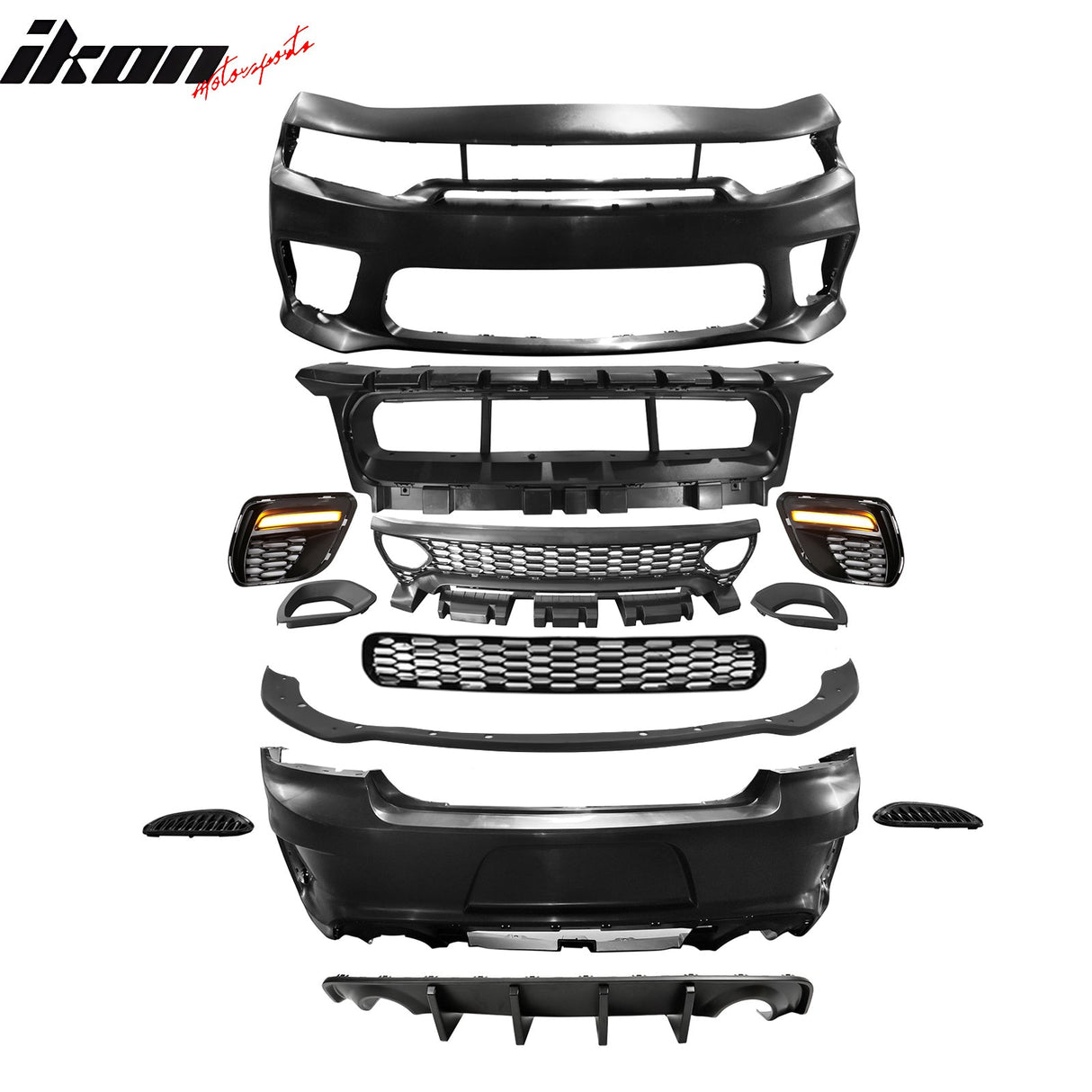 2015-2023 Dodge Charger Widebody SRT LED Front Bumper Matte Black Lip