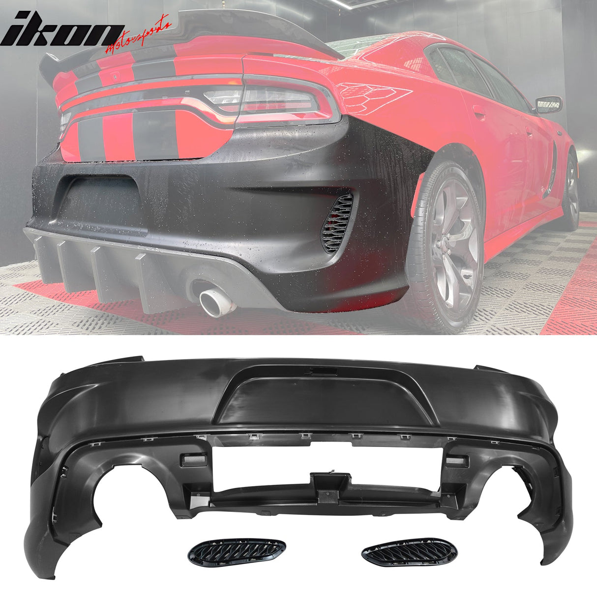 2015-2023 Dodge Charger Widebody SRT LED Front Bumper Matte Black Lip