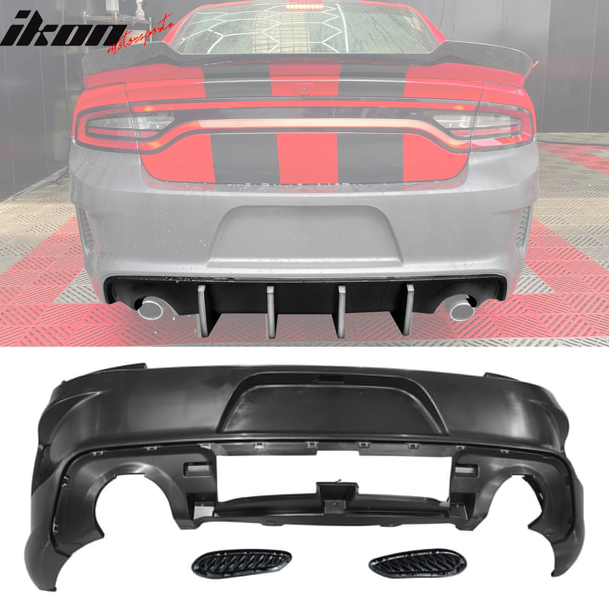 2015-2023 Dodge Charger Widebody SRT Front Bumper Yellow Lip PP LED