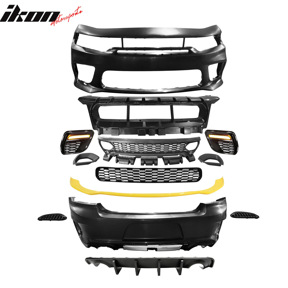 2015-2023 Dodge Charger Widebody SRT Front Bumper Yellow Lip PP LED