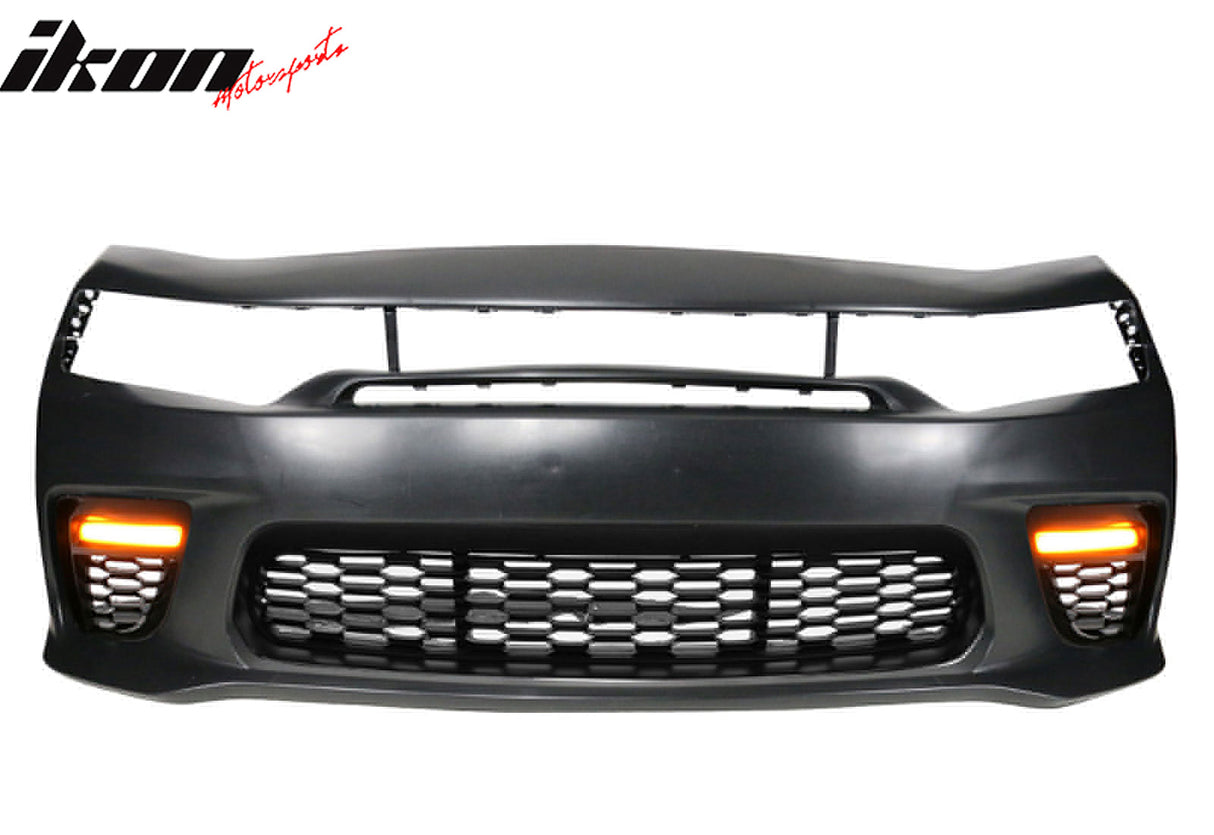 2015-2023 Dodge Charger Widebody SRT Front Bumper Yellow Lip PP LED