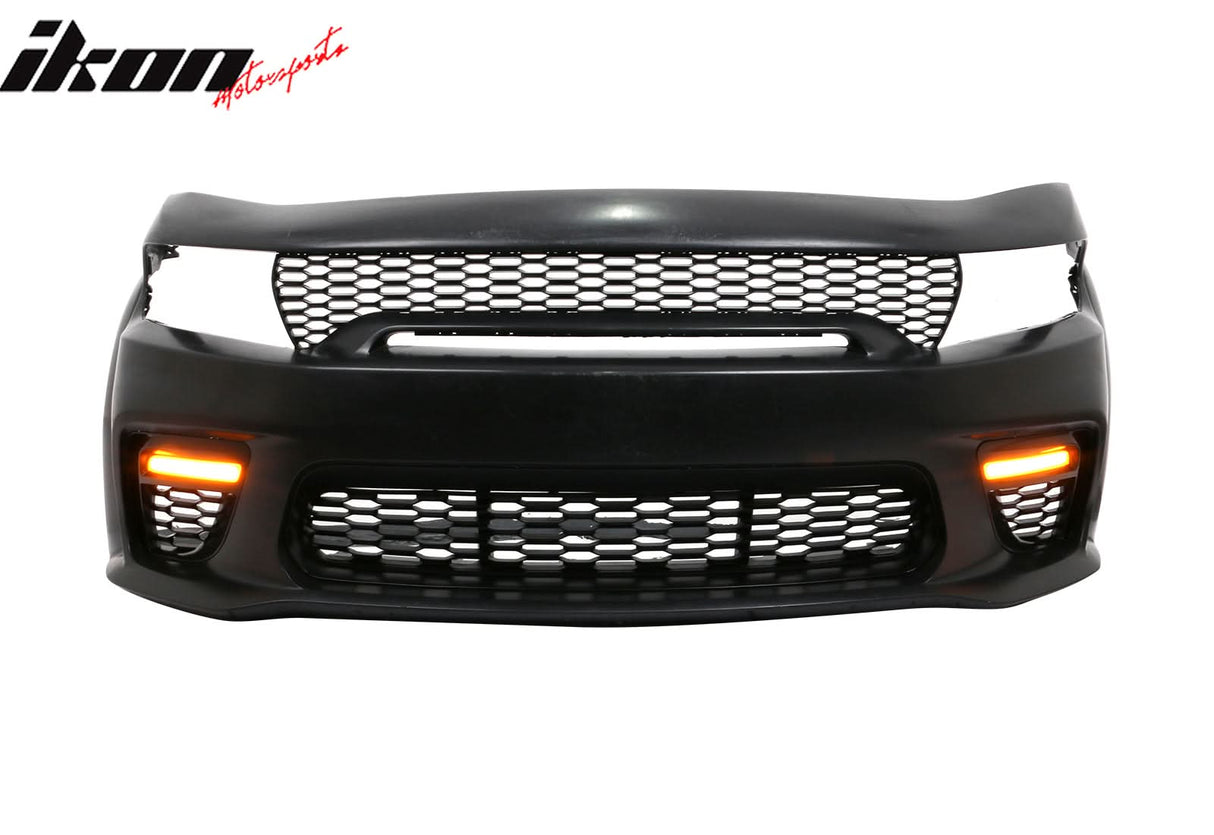2015-2023 Charger IKON Gloss Black Front Rear Bumper Covers LED PP