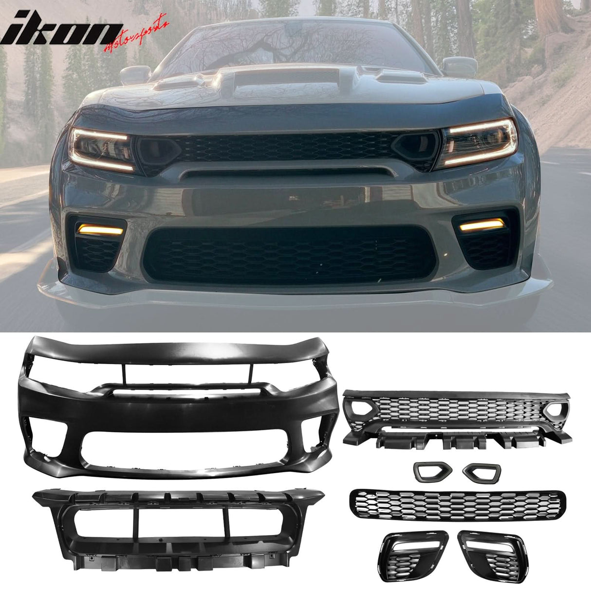 2020-2023 Dodge Charger Widebody Bumper Cover W/ SRT Grilles LED PP