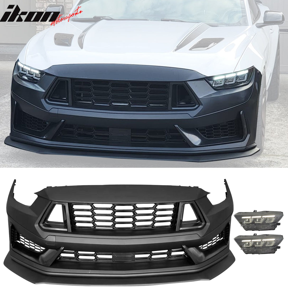 2015-2017 Ford Mustang Dark Horse Style Front Bumper Cover Headlight