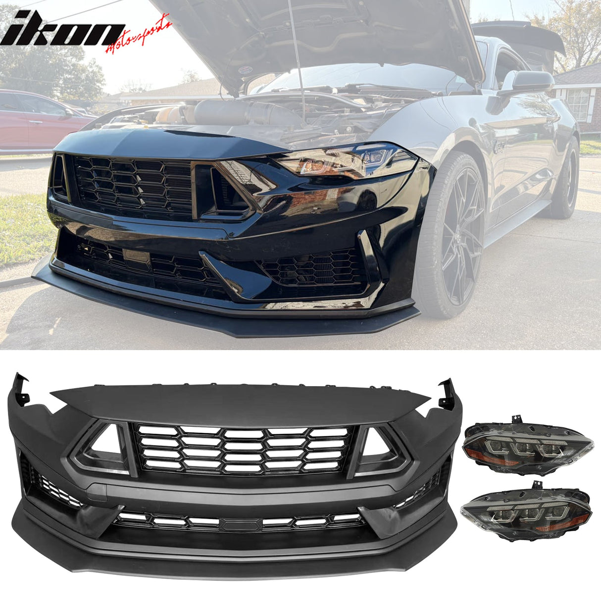 2018-2023 Ford Mustang Dark Horse Front Bumper Cover Kit Headlights PP