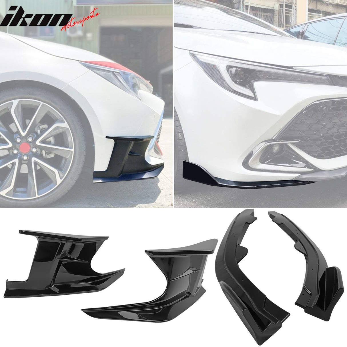 2019-2025 Toyota Corolla Gloss Black Front Splitters + Side Canards